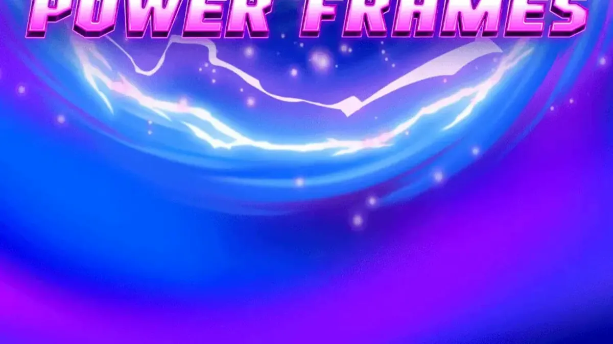 Tampilan visual slot Charged Wins: Power Frames dengan nuansa neon futuristik